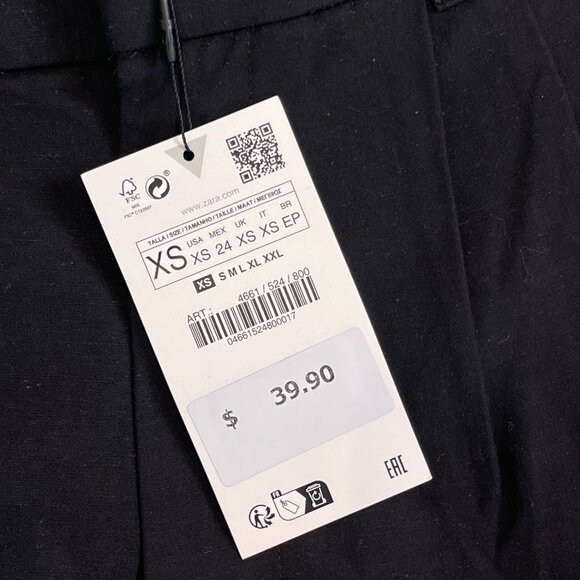 ZARA HIGH-WAISTED BLACK SHORTS SIZE XS - Picture 3 of 6